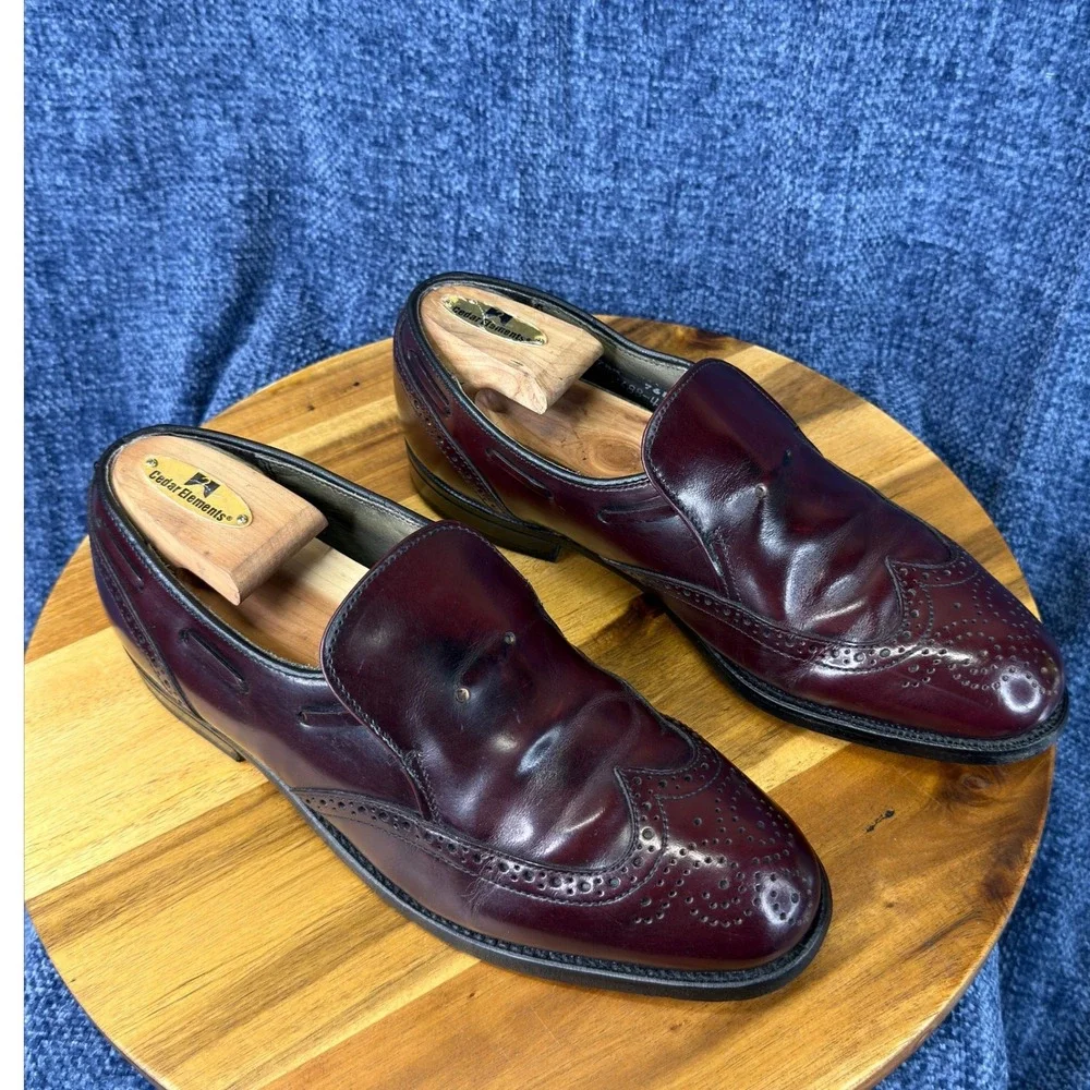 Vintage Dexter W688-4 Wingtip Loafers Mens 7.5 M Burgundy Leather USA Made